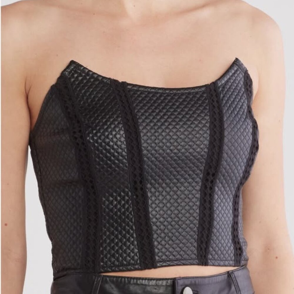 Faux Leather Corset Crop Top